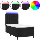 Syfax Boxspring met matras en LED fluweel zwart 90x190 cm
