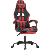 vidaXL Gamestoel draaibaar met voetensteun kunstleer zwart en rood