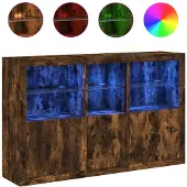 Syfax Dressoir met LED-verlichting 162x37x100 cm gerookt eikenkleurig