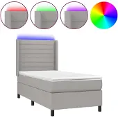 Syfax Boxspring met matras en LED stof lichtgrijs 80x200 cm
