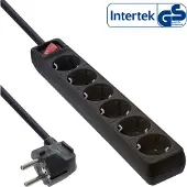 InLine Stekkerdoos met 6 contacten en schakelaar / zwart - 3 meter