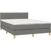 Syfax Boxspring met matras stof donkergrijs 140x190 cm