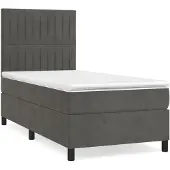 Syfax Boxspring met matras fluweel donkergrijs 80x200 cm