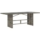 Syfax Tuintafel met glazen blad 190x80x75 cm poly rattan grijs