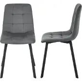En.casa Eetkamerstoelen 'Lexnitz', set van 2, fluweelbekleding, staal, donkergrijs