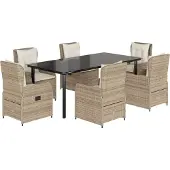 vidaXL 7-delige Tuinset met kussens poly rattan beige