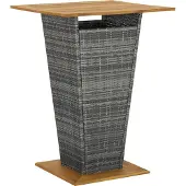 Syfax Bartafel 80x80x110 cm poly rattan en massief acaciahout grijs