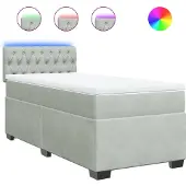 vidaXL Boxspring met matras fluweel lichtgrijs 90x190 cm