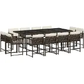 vidaXL 13-delige Tuinset met kussens poly rattan bruin