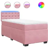 vidaXL Boxspring met matras fluweel roze 90x200 cm