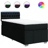vidaXL Boxspring met matras stof zwart 80x200 cm