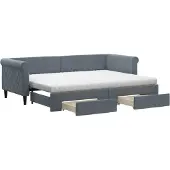 vidaXL Slaapbank onderschuifbed en lades 80x200 cm fluweel donkergrijs