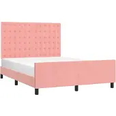 vidaXL Bedframe met hoofdeinde fluweel roze 140x200 cm