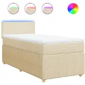 vidaXL Boxspring met matras stof crèmekleurig 90x190 cm