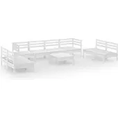 vidaXL 9-delige loungeset voor de tuin, wit, massief hout, grenen