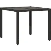 vidaXL Tuintafel met glazen blad 90x90x75 cm poly rattan