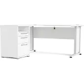 Ebuy24 Prisme Hoekbureau met 1 plank en 3 laden, wit, wit