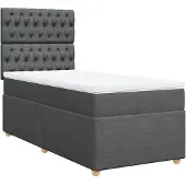 vidaXL Boxspring met matras stof donkergrijs 100x200 cm