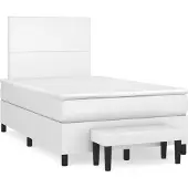 vidaXL Boxspring met matras kunstleer wit 120x200 cm