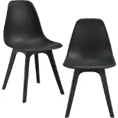 En.casa [] 2 design stoelen, zwart, eetkamerstoel, kunststof, in Scandinavische stijl