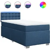 vidaXL Boxspring met matras stof blauw 100x200 cm