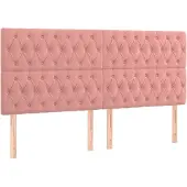 vidaXL Hoofdbord roze 180x7x118/128 cm fluweel