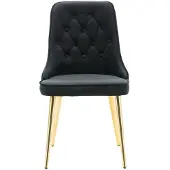 Ebuy24 VelvetDeluxe eetkamerstoel velours zwart, messing decor.