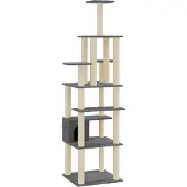 Syfax Kattenkrabpaal met sisal krabpalen 183 cm donkergrijs