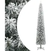 Syfax Kunstkerstboom smal met standaard en sneeuw 300 cm PVC