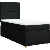 vidaXL Boxspring met matras stof zwart 100x200 cm