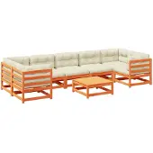 vidaXL 8-delige Loungeset met kussens massief grenenhout wasbruin