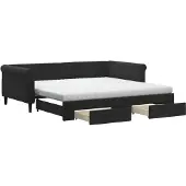 vidaXL Slaapbank met onderschuifbed en lades 100x200 cm fluweel zwart