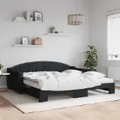 Prolenta Maison Exclusive - Uittrekbaar dagbed met matrassen, zwart, 100x200 cm, stof
