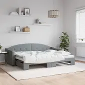 Prolenta Maison Exclusive - Uittrekbaar dagbed, lichtgrijs, 80x200 cm, gestoffeerd