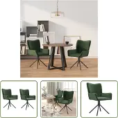 The Living Store De Living Store eettafelsstoelen, 2 stuks, draaibaar, donkergroen, fluweel
