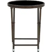 Syfax Salontafel 60 cm poly rattan en gehard glas bruin