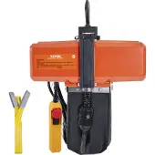 Vevor Elektrische kettingtakel, draagvermogen 1100 lbs, hefhoogte 15 ft, snelheid 9,2 ft/min, 230 V, eenfasige brugkraan met G100-ketting, 10 ft bedieningskabel