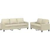 vidaXL 2-delige Loungeset met kussens kunstleer crème