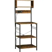 HOMCOM -Keukenopbergplank-spaanplaat-60x42x153cm-Rustiek Bruin