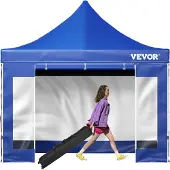 Vevor Gazebo Opvouwbaar 3x3m Opvouwbaar Gazebo 240g PVC Gecoat Polyester Pop-Up Gazebo 1,95-2,13m Verstelbare Feesttent Marquee Strandtent Blauw voor Bruiloften of Andere Commerciële Activiteiten