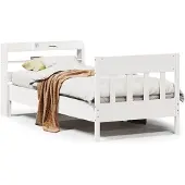 vidaXL Bedframe zonder matras massief grenenhout wit 75x190 cm