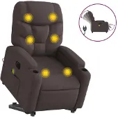 Syfax Sta-op-massagestoel elektrisch verstelbaar stof donkerbruin