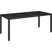 Syfax Tuintafel met glazen blad 190x90x75 cm poly rattan zwart