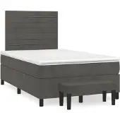 vidaXL Boxspring met matras fluweel donkergrijs 120x190 cm
