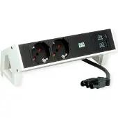 Bachmann DESK2 2xP40 1xUSB A/C 22W, 0,2m GST18 RAL9010, Italië