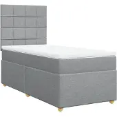 vidaXL Boxspring met matras stof lichtgrijs 80x200 cm