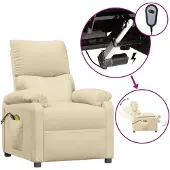 Syfax Massagestoel elektrisch stof crèmekleurig