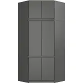 Akord Hoekkledingkast S100 met Opzetstuk / Furniture Factory / Grafietgrijs / 100 x 235 x 50 cm