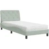 vidaXL Bed met matras fluweel lichtgrijs 90x190 cm