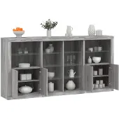 vidaXL Dressoir met LED-verlichting 202x37x100 cm grijs sonoma eiken